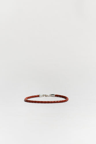 Woven Leather Bracelet in Red
